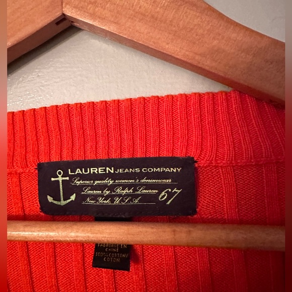 NWOT vintage Ralph Lauren cable knit orange 100% cotton sweater - Picture 4 of 6